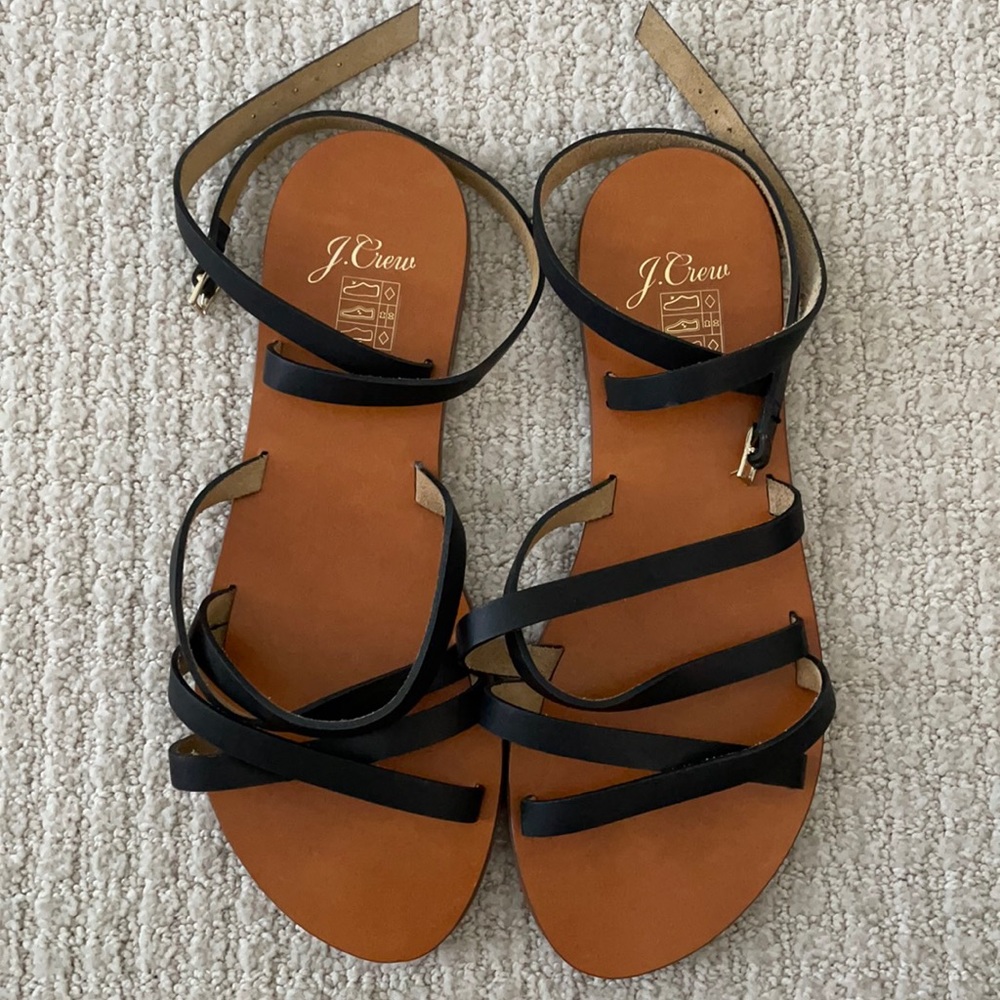 Jcrew cross strap sandal in black